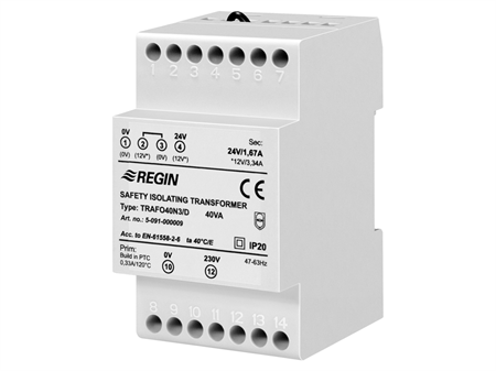 REGIN TRAFO 40N3/D, 40VA 230/24V, DIN-MONT